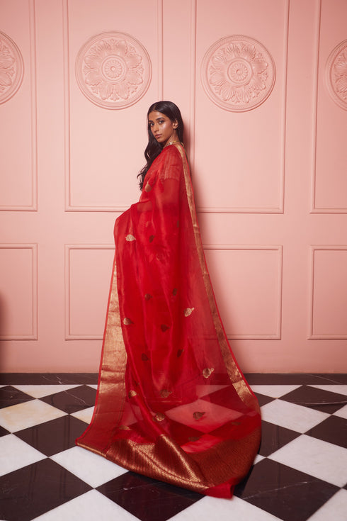 Handwoven Red Banarasi Silk Saree